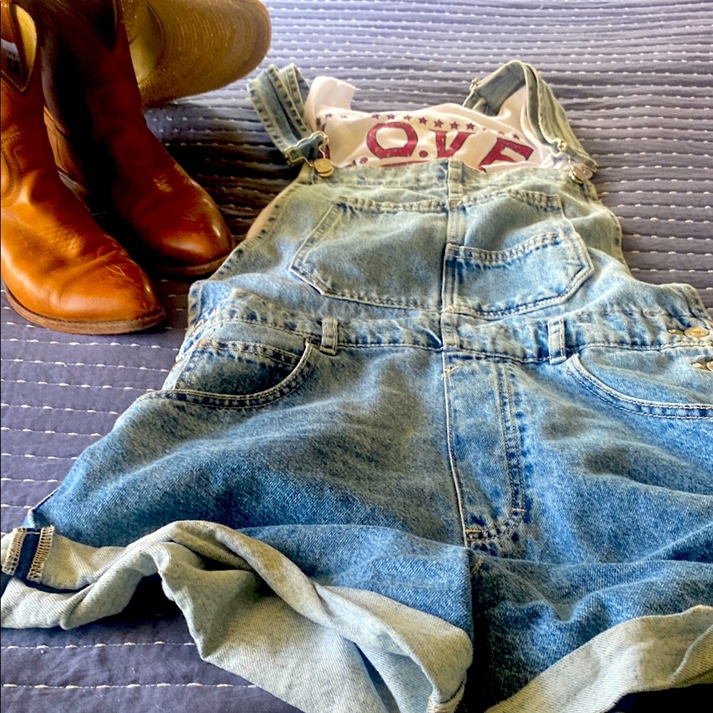We The Free Light Blue Denim Overalls